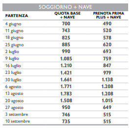 Tariffe Valtur Portorosa, Soggiorno + Nave