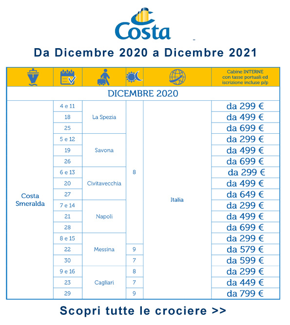 Costa Black Friday Costa Crociere, fino al 30 novembre 2020