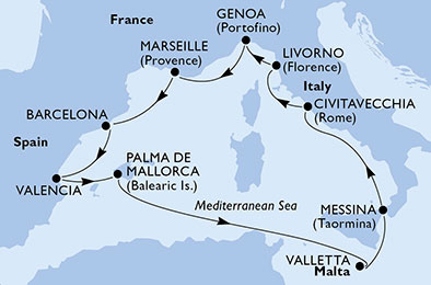 Crociera di Natale con MSC Sinfonia, Italia, Francia, Spagna e Malta