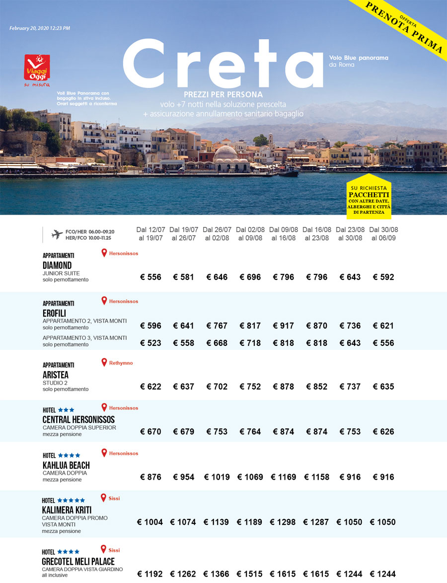 Voli per vacanze a Creta